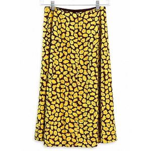 Kate Spade New York Floral Midi Skirt Yellow Brown Pink Size 0 NWOT
